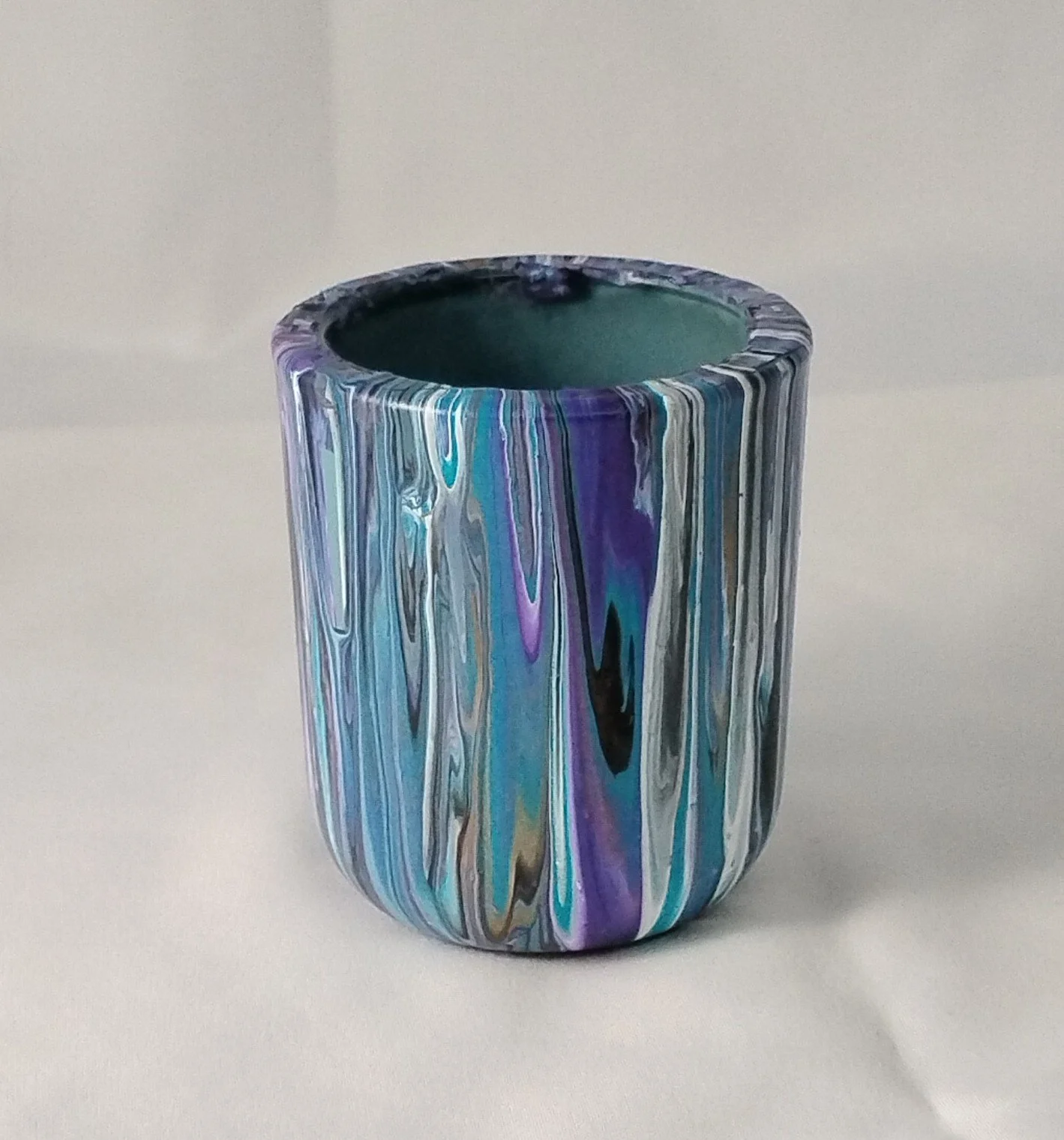 Pour Art: Hand-Painted Pencil/Brush Holder - Blue Tide