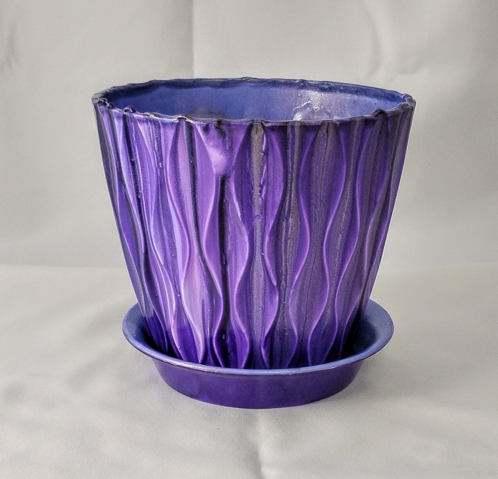 Pour Art: Hand-Painted Flower Pot - Royal Purple (Large)