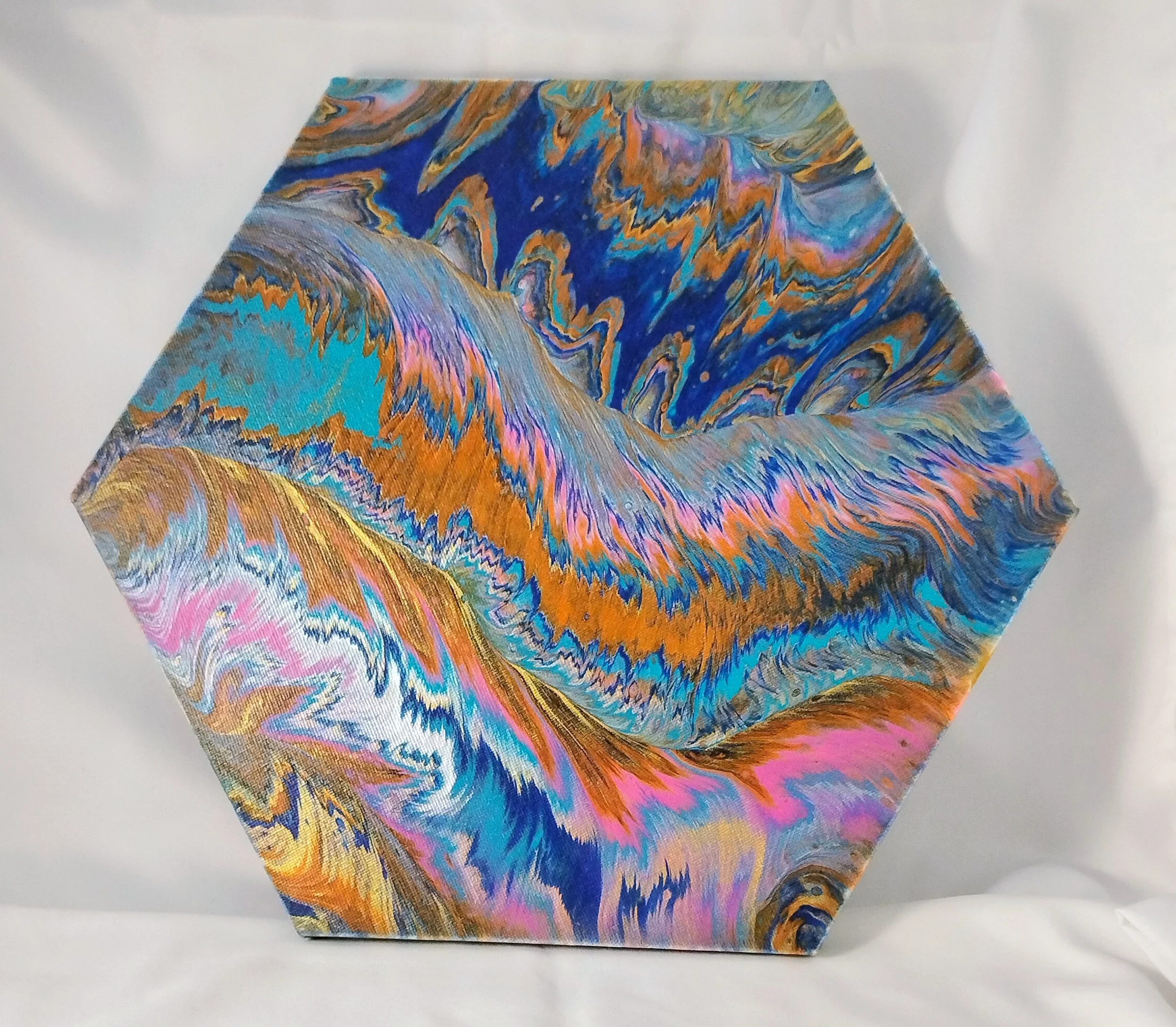 Pour Art: Hexagonal Canvas - Cotton Candy