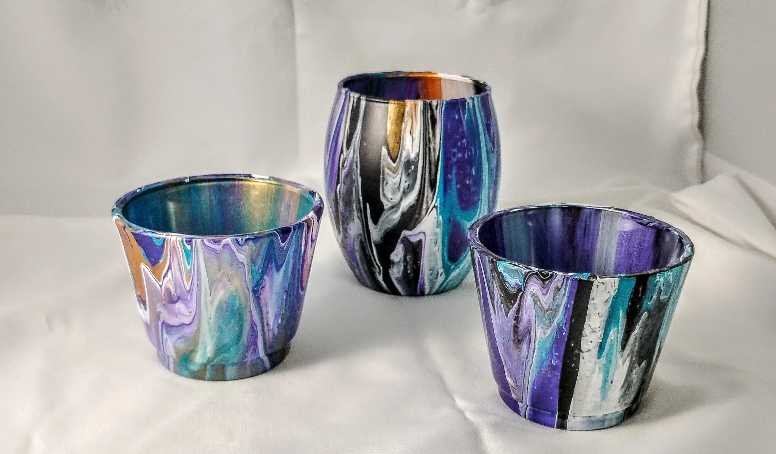Pour Art: Hand-Painted Metal Cup/Holder - Golden Hour
