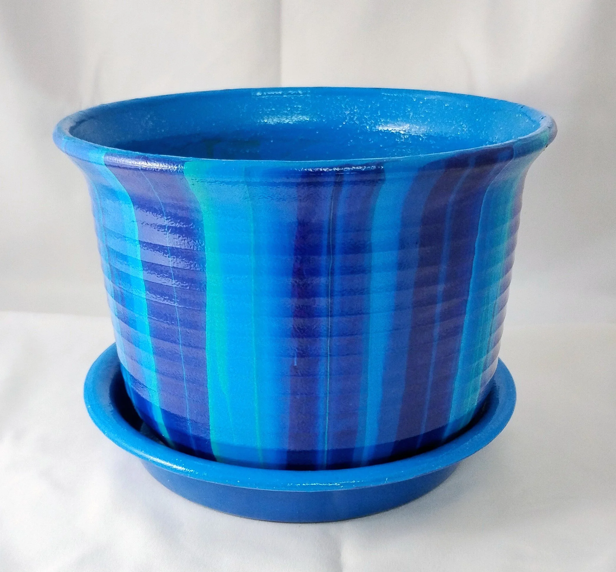 Pour Art: Hand-Painted Flower Pot - Ocean Blue (Large)