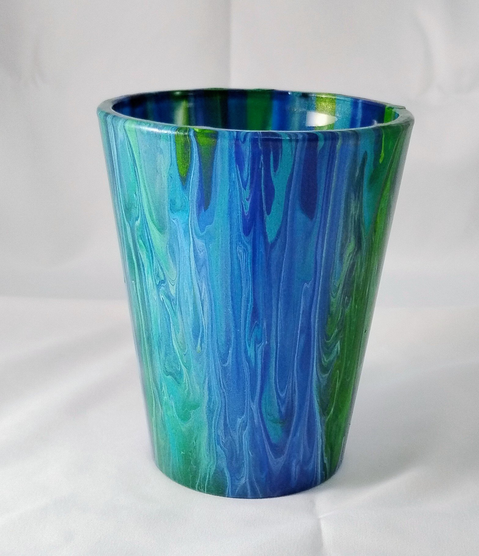 Pour Art: Hand-Painted Tumbler Cup - Teal Lagoon