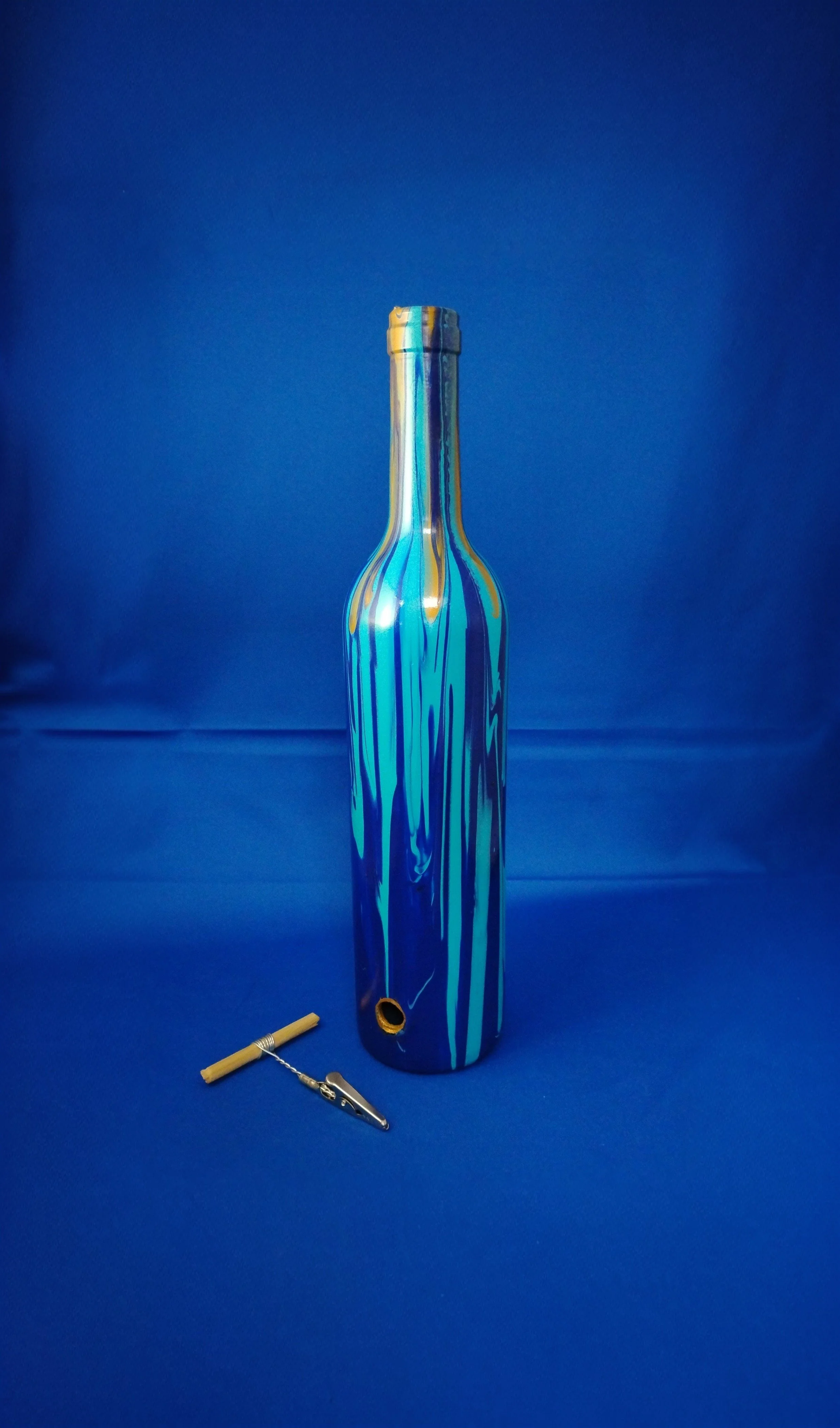 Pour Art: Upcycled Wine Bottle Vase - Ocean Teal