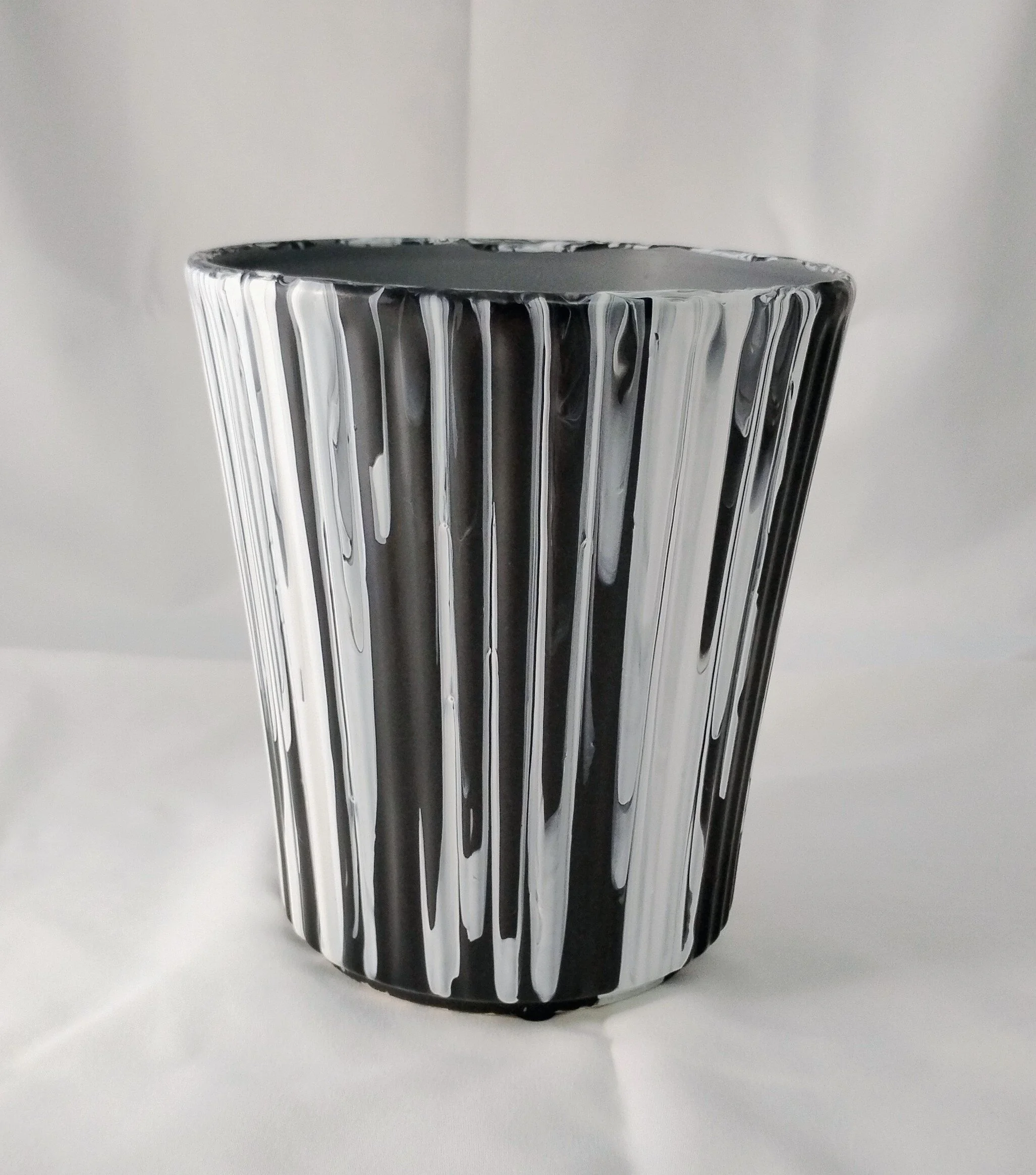 Pour Art: Hand-Painted Flower Pot - Zebra Stripe (Small)