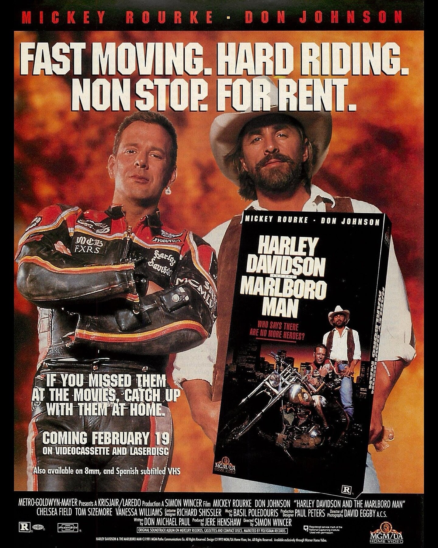 HARLEY DAVIDSON AND THE MARLBORO MAN was released on VHS in February of 1992! Who remembers renting it at their local video store?

Listen to our crossover review of HARLEY DAVIDSON AND THE MARLBORO MAN (1991) with @twodollarlatefee now on Spotify, A