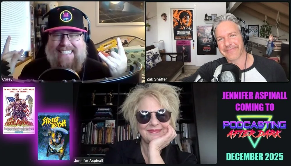 A huge THANK YOU to makeup designer, Jennifer Aspinall (@jenniferaspinallmakeup) for chatting with us about THE TOXIC AVENGER (1984), STREET TRASH (1987), and so much more!

Look for this interview to drop in December on Spotify, Apple Podcasts, and 