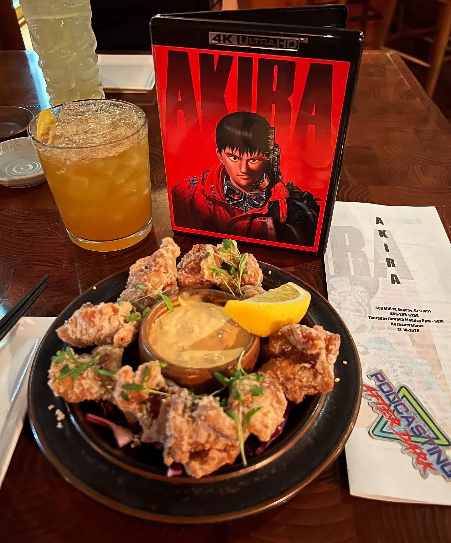 If you&rsquo;re in Eugene, OR swing by Akira (@akiraomakase), an AKIRA (1988) themed Japanese restaurant! The food &amp; drinks are amazing and the place is decked out in all kinds of cool artwork based on the anime &amp; manga!

They are located at 