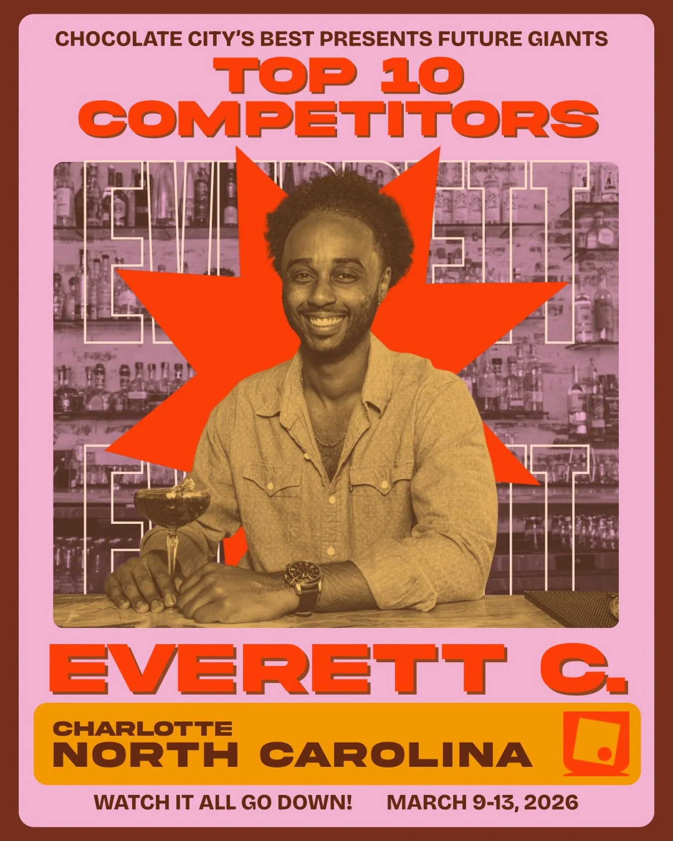 📣 CCB FUTURE GIANTS TOP 10 📣

Introducing Everett Clark (@evsbevsmixology ) from Charlotte, North Carolina . He has been in the industry for 10 years and will be sharing his passion for change from March 9-13! 

One quirky fact about Everett : He h