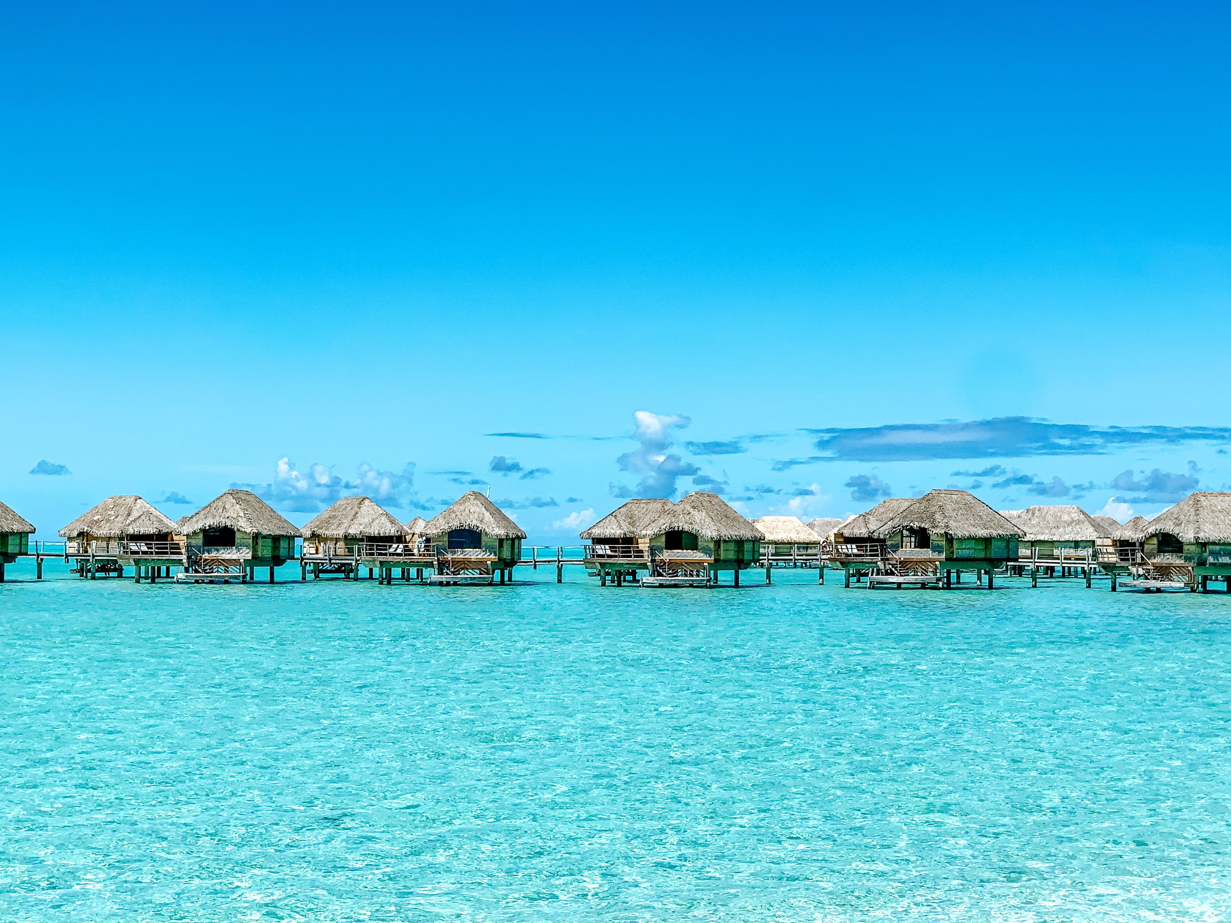 Overwater huts in Taha'a, French Polynesia