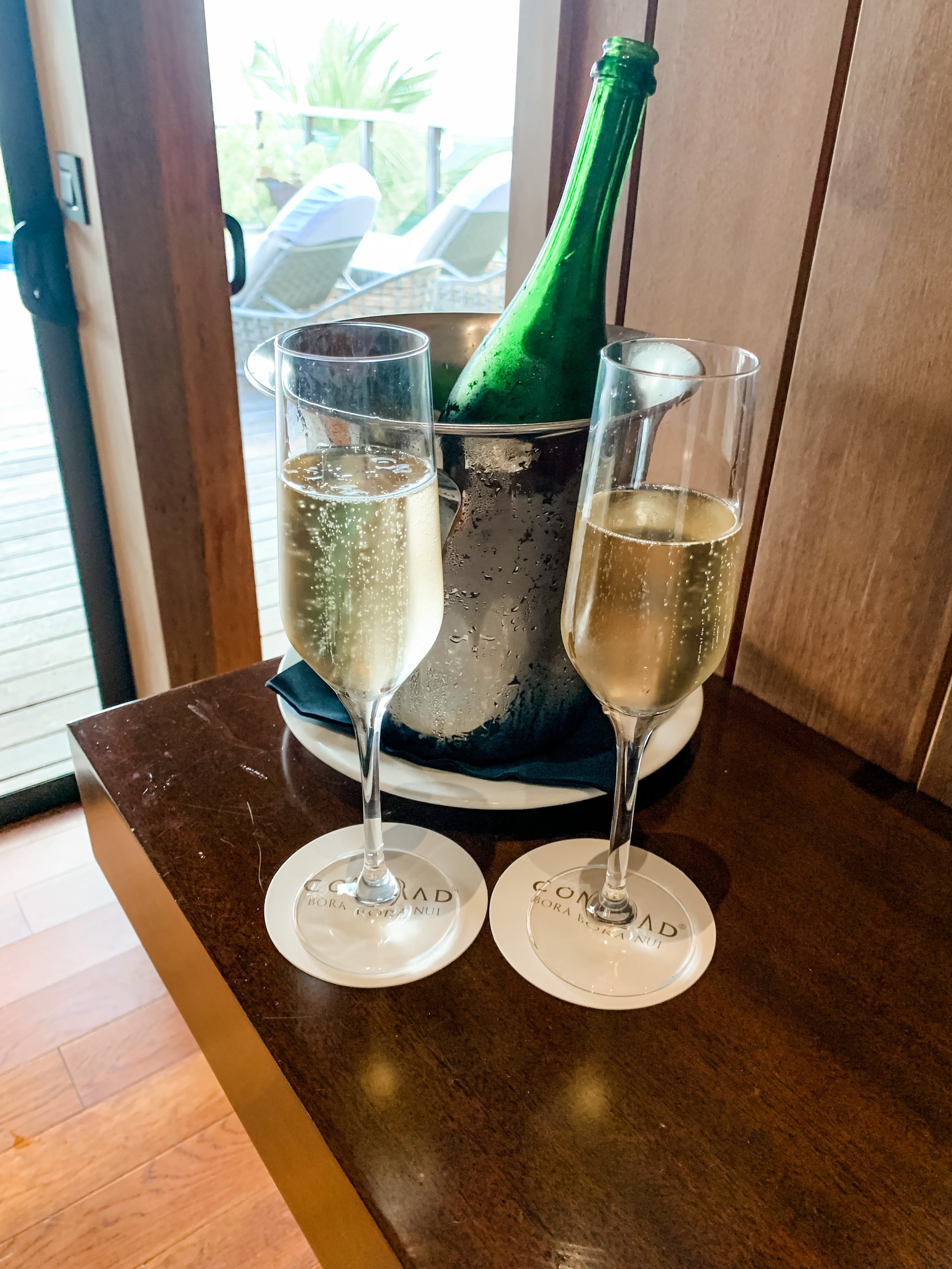 Honeymoon champagne at Conrad Bora Bora Nui