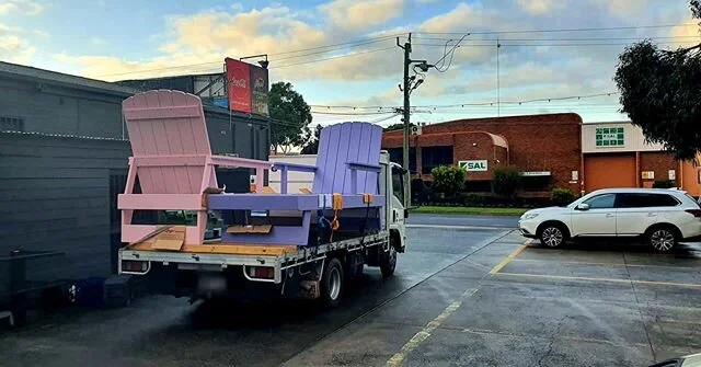 Delivering another load of over sized chairs to the @ausgp custom built and designed by @toby_andco