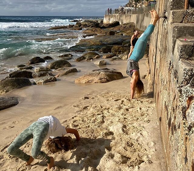 Movement: 
My daughter and I have finally discovered what we can do together when we run around&hellip;.hand stands!! I am learning from the masters and &ldquo;trying&rdquo; to free balance. It is such a wonderful weight bearing move that helps to im