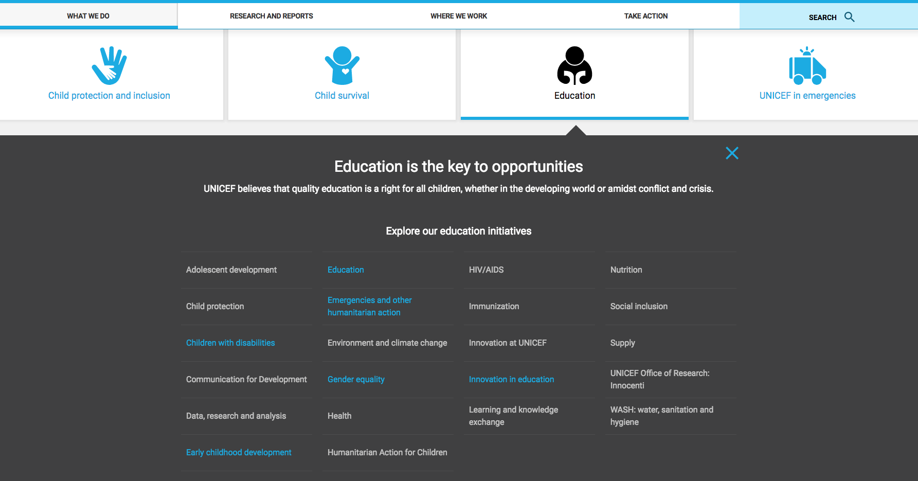    Icons, drawers and modules allow deep levels of information to be easily scanned.   