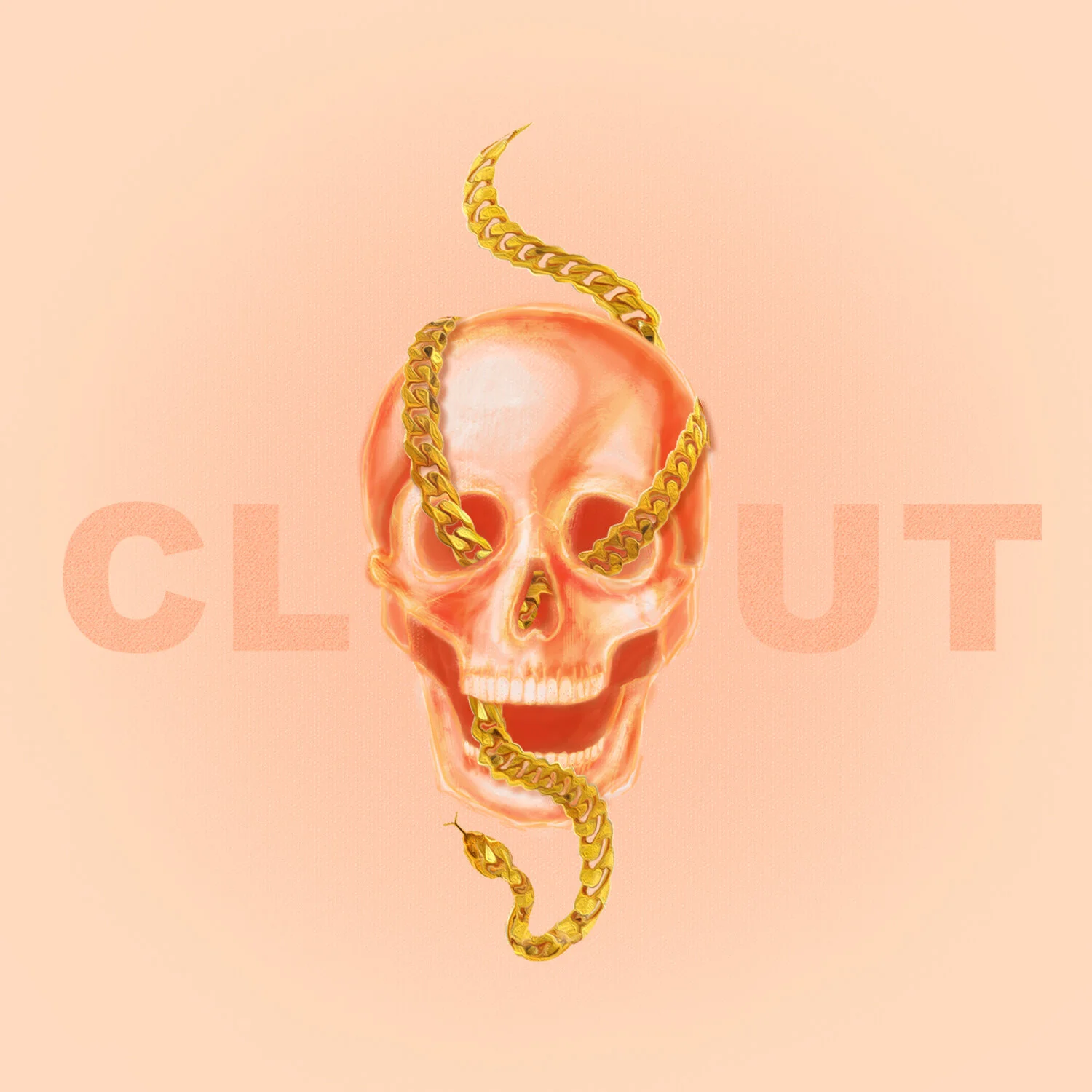 CLOUT Digital Illustration, featuring a chain-snake. I wanted this to have a pastel feel to it. Even though this has all been painted digitally.