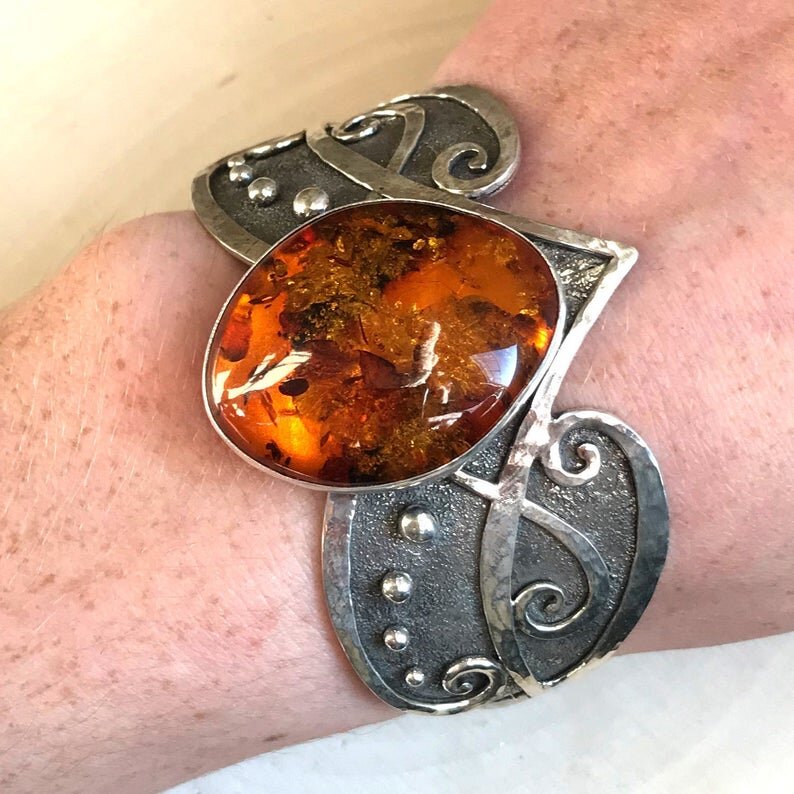 Multi color Amber Sterling Silver Butterfly Bracelet - Amberman