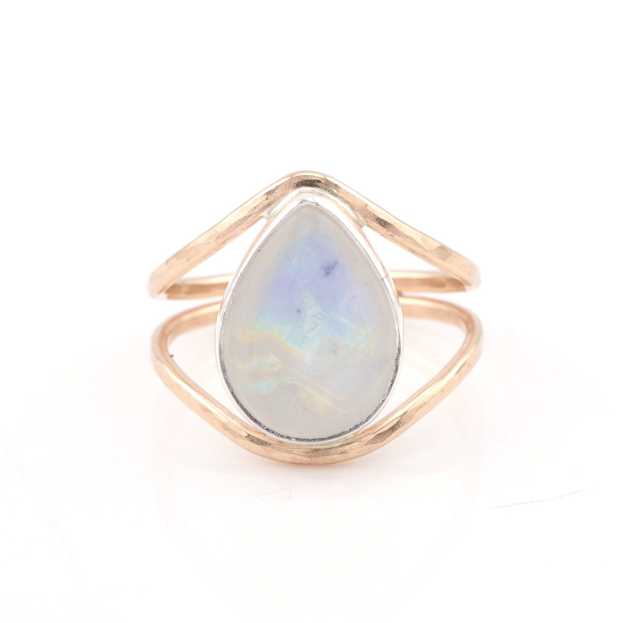 Dainty Rainbow Moonstone Promise Ring, Sterling Silver | Moonkist Designs
