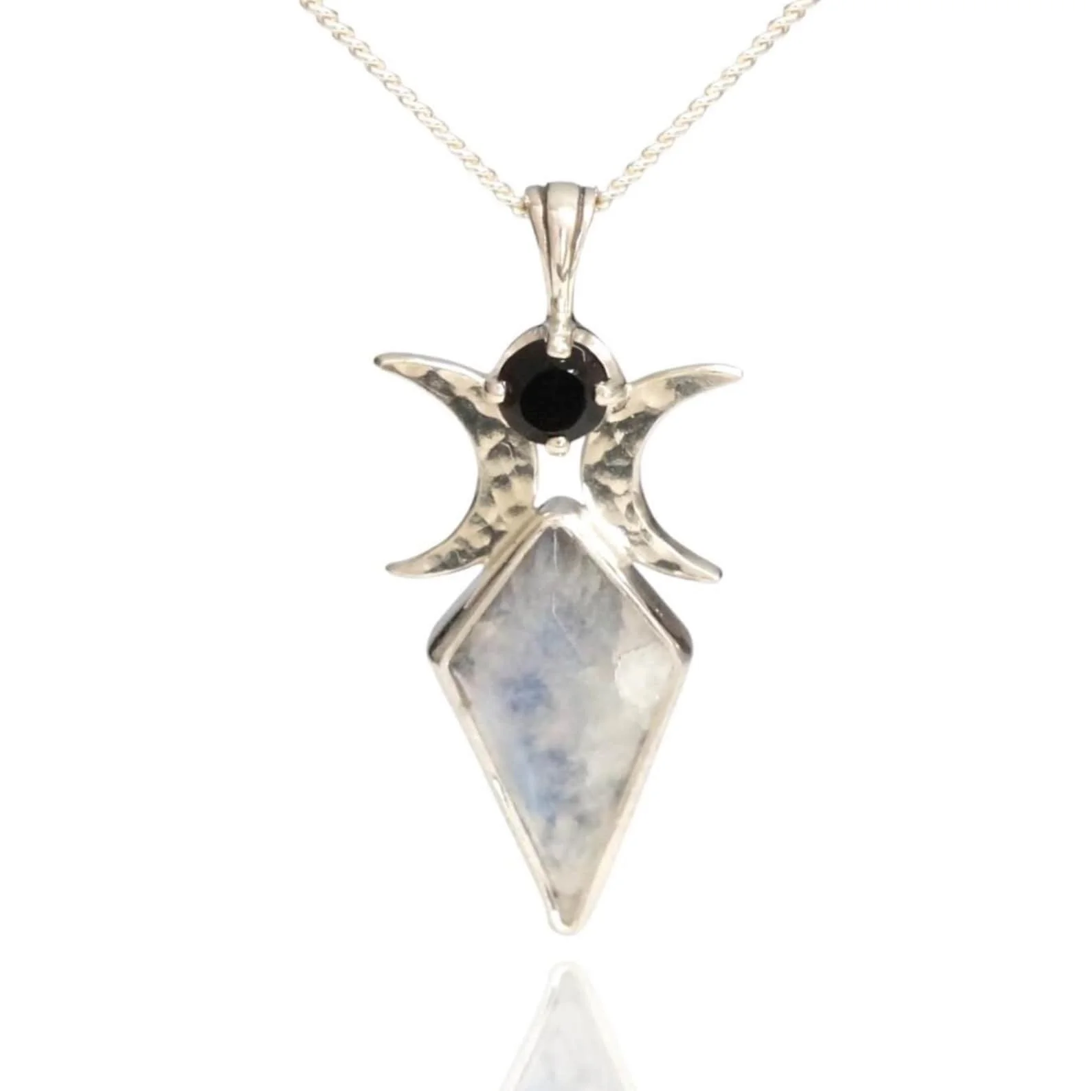 Moonstone and Black Onyx Wiccan Goddess Necklace