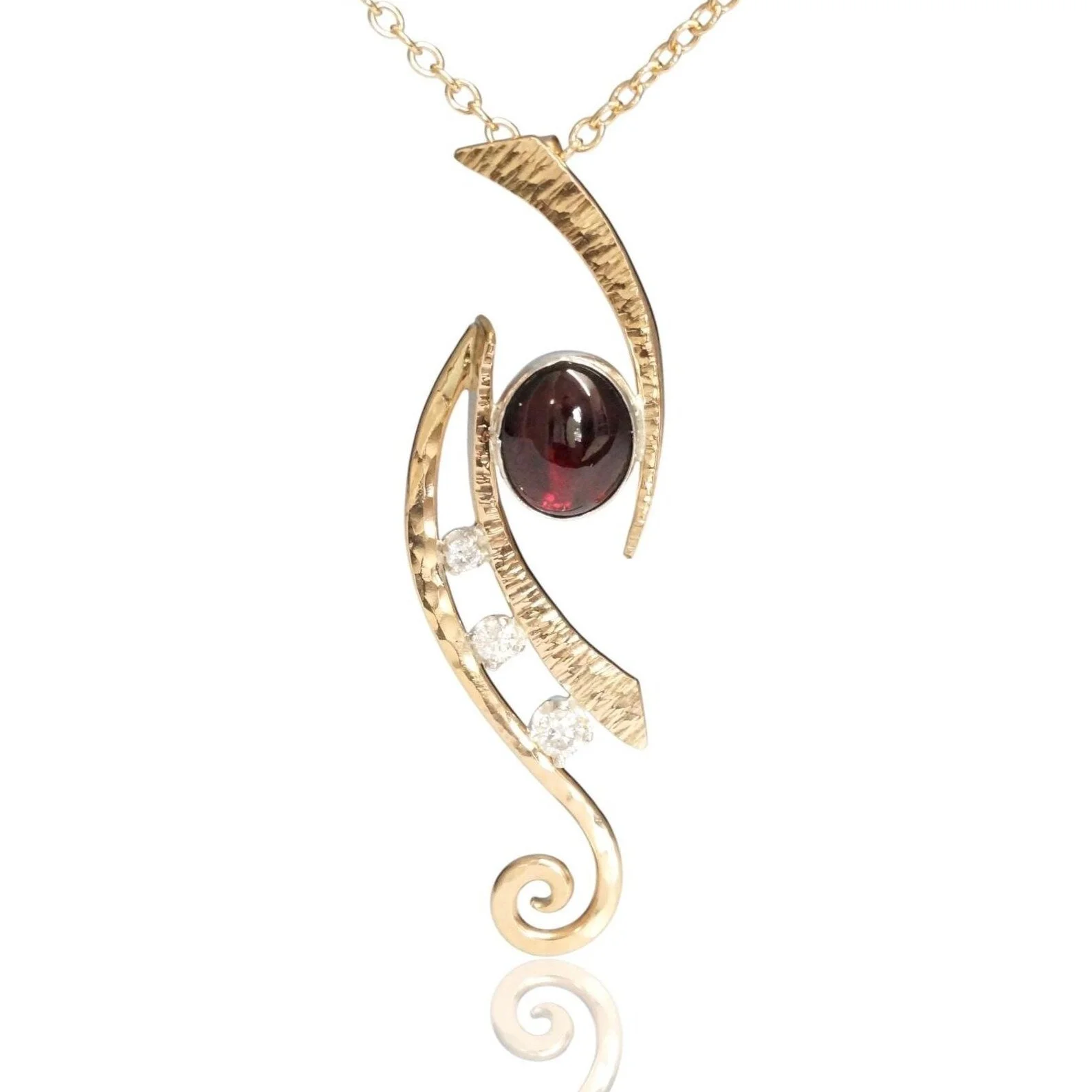 Garnet and Moissanite Bypass Necklace