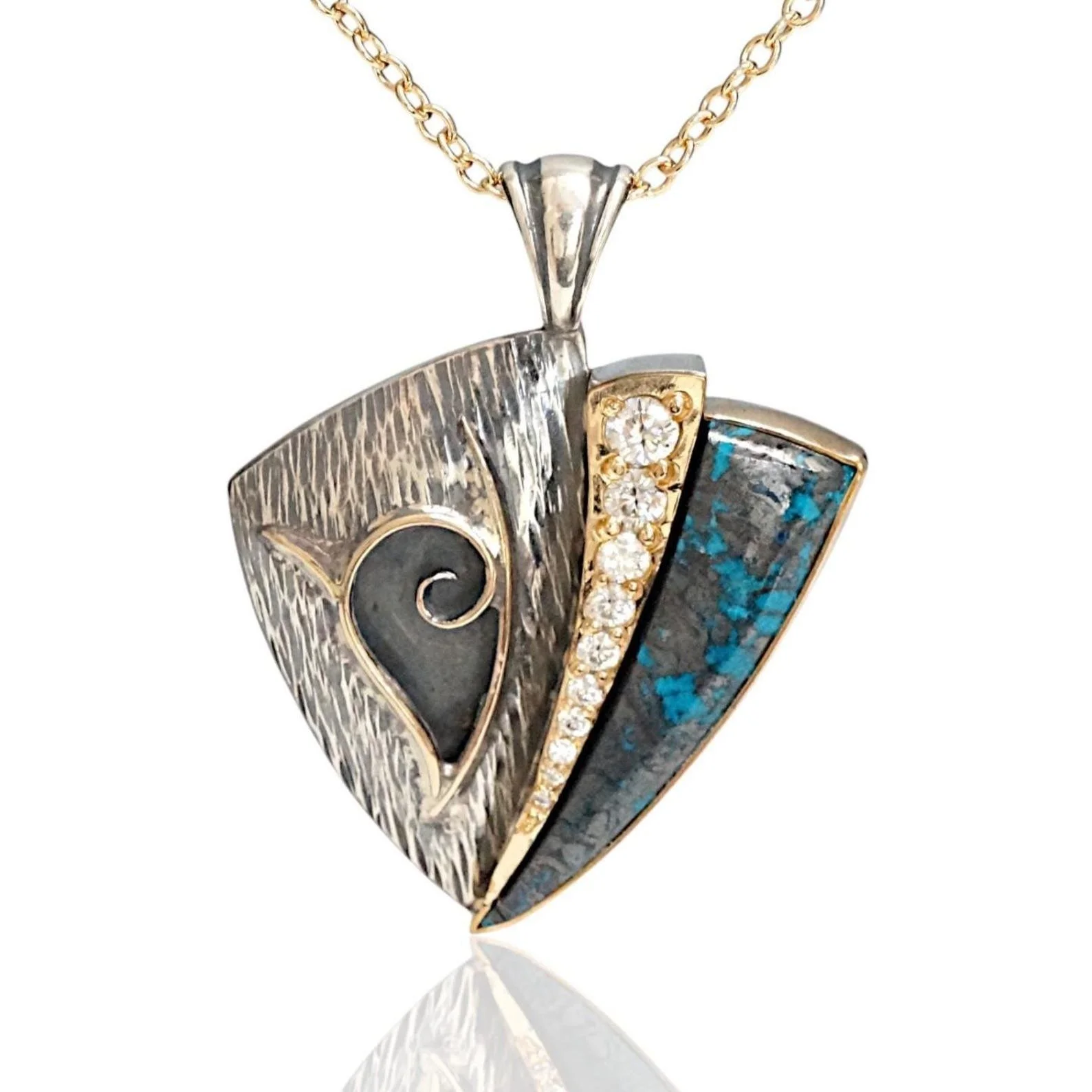 Azurite and Moissanite Wearable Art Necklace