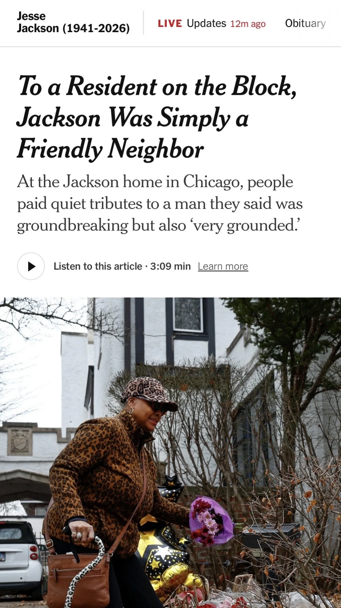 To a Resident on the Block, Jackson Was Simply a Friendly Neighbor