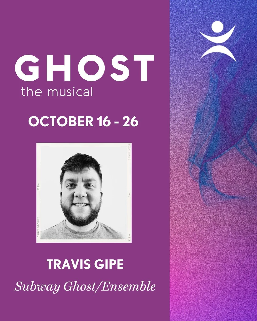 Get to know the cast of GHOST: THE MUSICAL at Hershey Area Playhouse, running 10/16-10/26! Get your tickets NOW at hap.ludus.com.

Travis Gipe (Subway Ghost/Ensemble) is excited for another performance here at the Hershey Area Playhouse.  Previously 