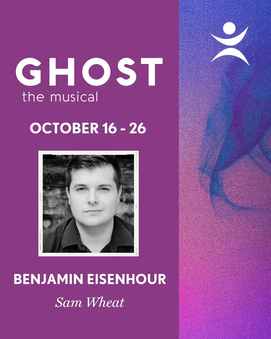 Get to know the cast of GHOST: THE MUSICAL at Hershey Area Playhouse, running 10/16-10/26! Get your tickets NOW at hap.ludus.com.

Benjamin Eisenhour (Sam Wheat) is excited to return to the Hershey Area Playhouse stage. He has been seen at HAP in Spr