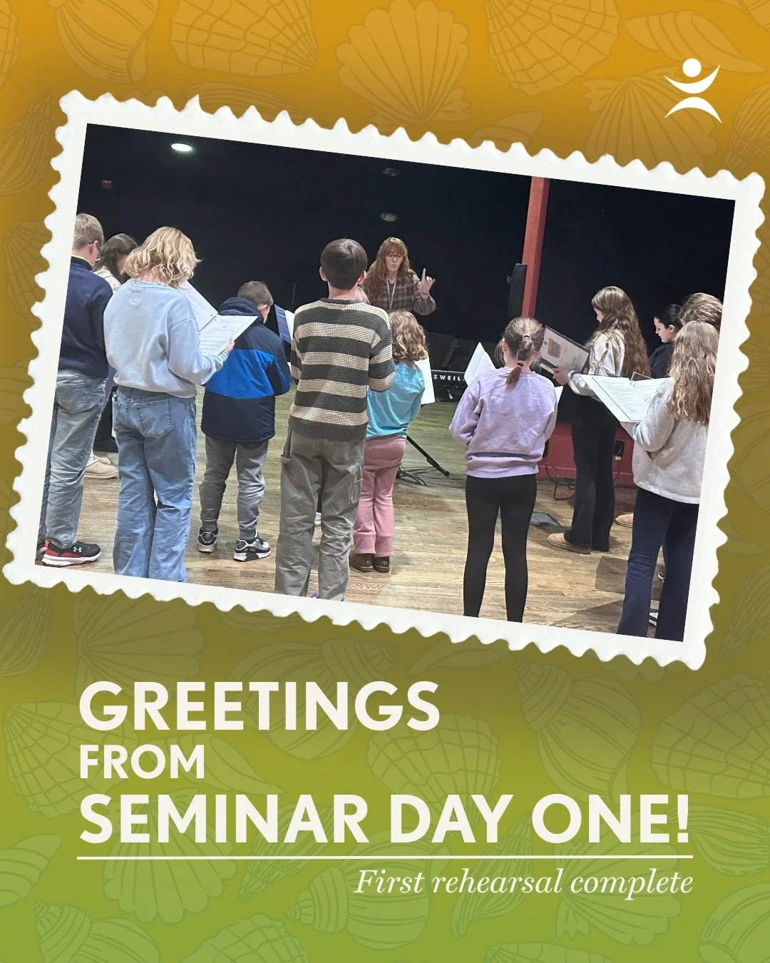 Greetings from Seminar Day One!
Lesson one: listen closely. 
Lesson two: trust the process. 
First rehearsal complete. 🐚