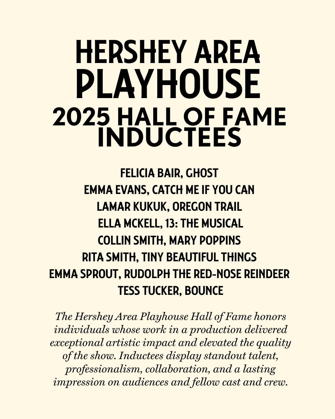 A theatre is only as strong as its community. (PART 2)
At our 2025 Sweet Celebration, we also recognized the performers, volunteers, mentors, and advocates who strengthen the heart of the Playhouse.
From rising youth talent to lifelong supporters and
