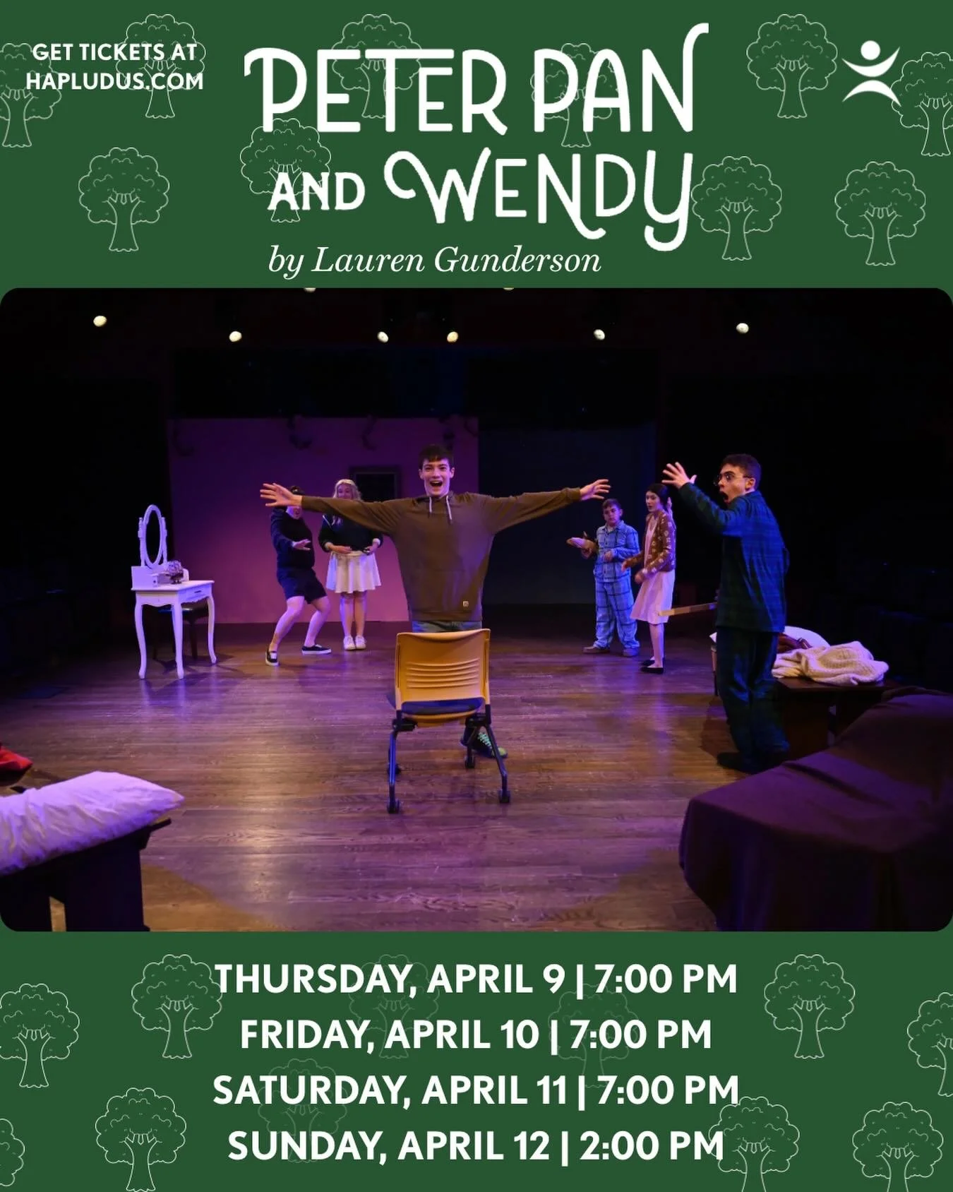 Come fly with the cast of PETER PAN AND WENDY tonight and tomorrow!

Saturday, April 11 | 7:00 
Sunday, April 12 | 2:00 PM

Get your tickets now at hap.ludus.com.
#theater #hershey #hersheyareaplayhouse #showweek
