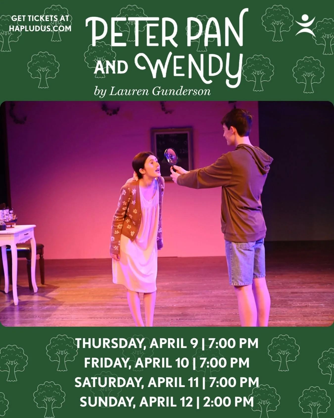 Can you see? It's another day of PETER PAN AND WENDY!

Saturday, April 11 | 7:00 
Sunday, April 12 | 2:00 PM

Get your tickets now at hap.ludus.com.
#theater #hershey #hersheyareaplayhouse #showweek