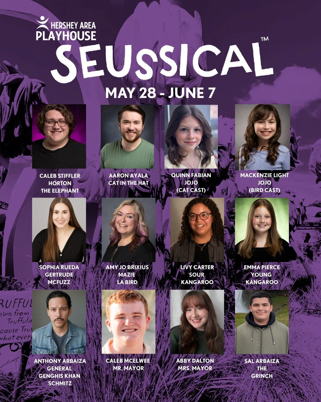 The thinks are thinking and the stories are coming to life! 💡✨
Meet the cast and production team of Seussical 💜

A world of imagination, heart, and wonder is heading to the stage.
📅 May 28 &ndash; June 7

Tickets at link in bio
#Seussical #OhTheTh