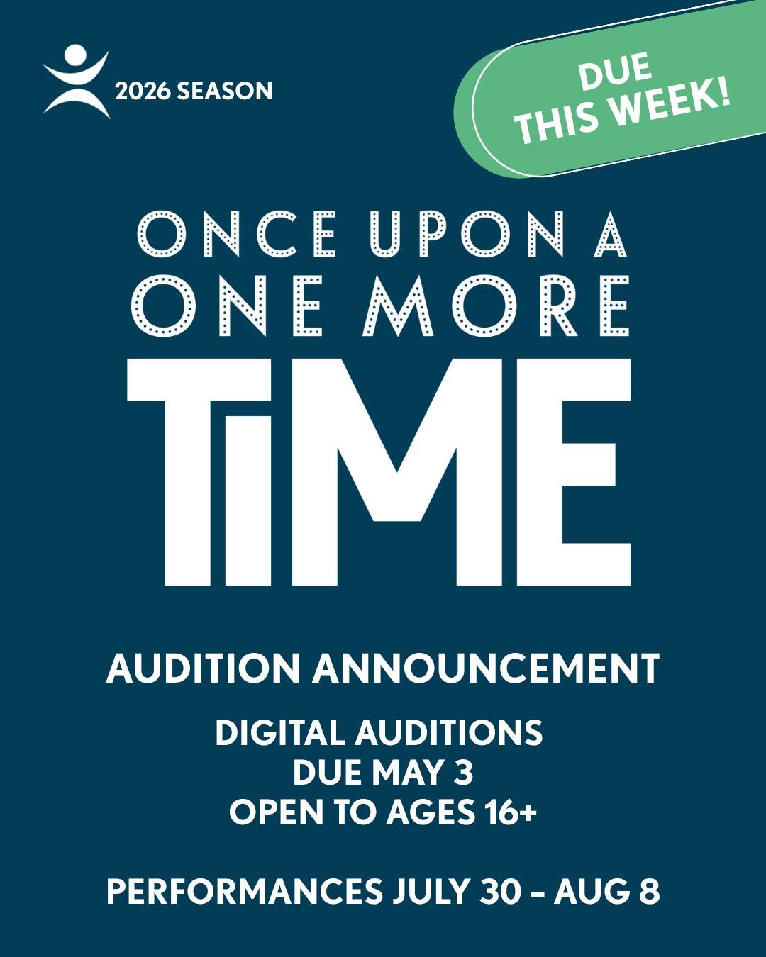 Your moment is here. Are you ready to answer the call?

Auditions for Once Upon a One More Time are now open. We&rsquo;re looking for bold storytellers, dynamic performers, and anyone excited to help bring the magic to life.

Digital auditions are du