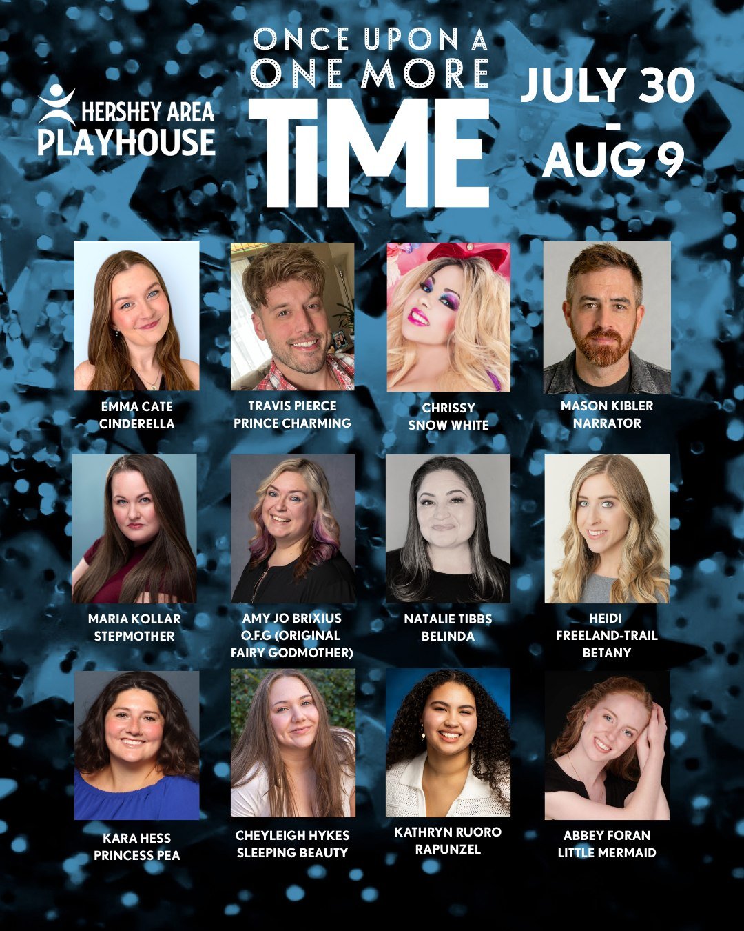 Meet the cast of Once Upon a One More Time! 

Fairy tales collide with the music of Britney Spears in this high-energy musical comedy packed with iconic songs, big laughs, and a kingdom ready to rewrite its story. 

From Cinderella and Snow White to 