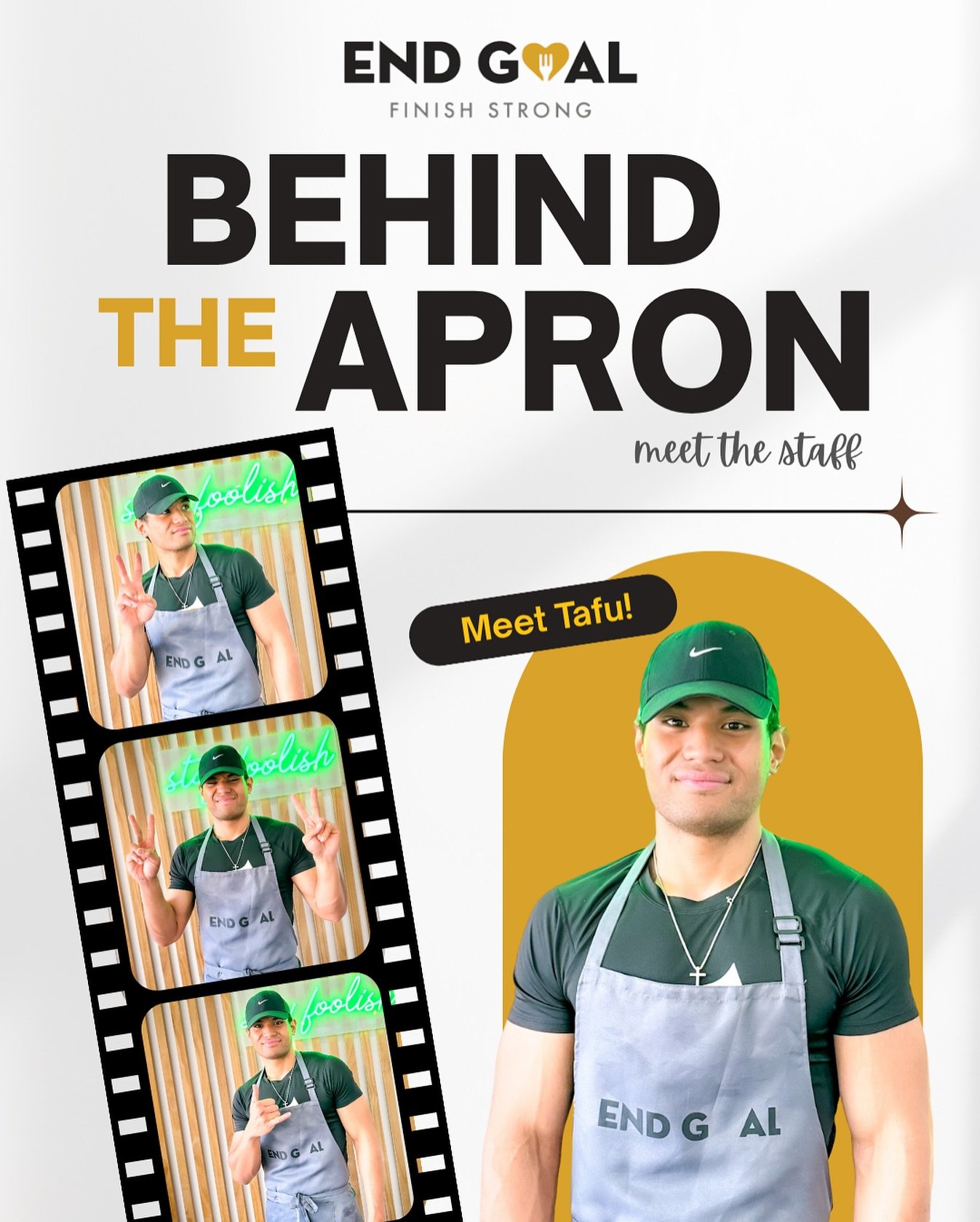 Meet Tafu — part chef, part smoothie pro, part meal prep magician 🪄✨
He’s all about good food and good vibes, and while he’s currently loving everything on the October menu, his forever fave is the Jambalaya 🍛
(End Goal fam, who