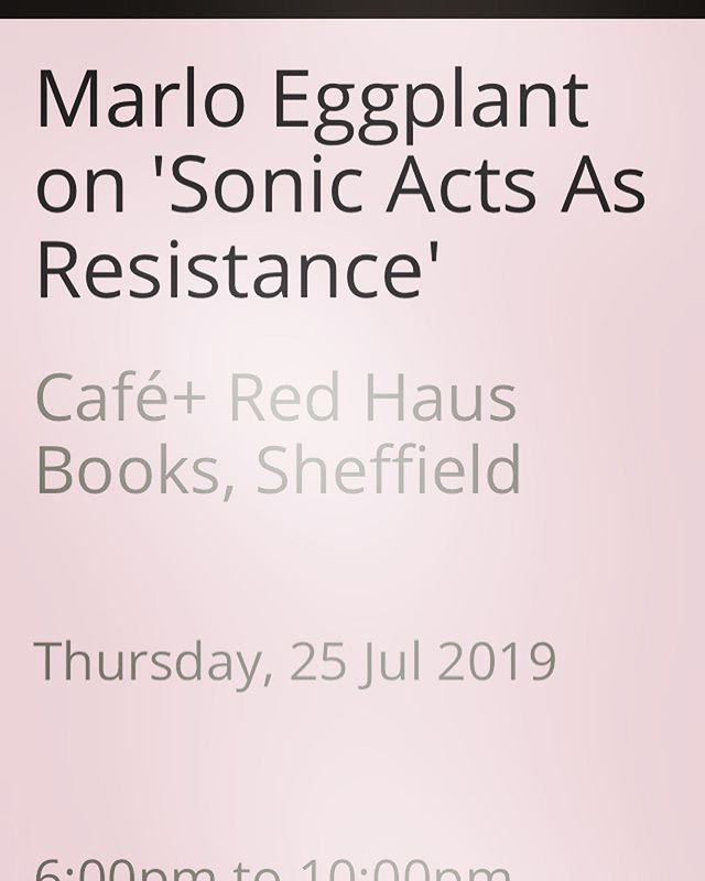 Hey support this amazing powerhouse bookstore/cafe of a political grassroots awesome @redhausbooks in Sheffield and come see me y&rsquo;all about my favourite subject of creative acts as forms of resistance #marloeggplant #totheleft #resist #feedyour