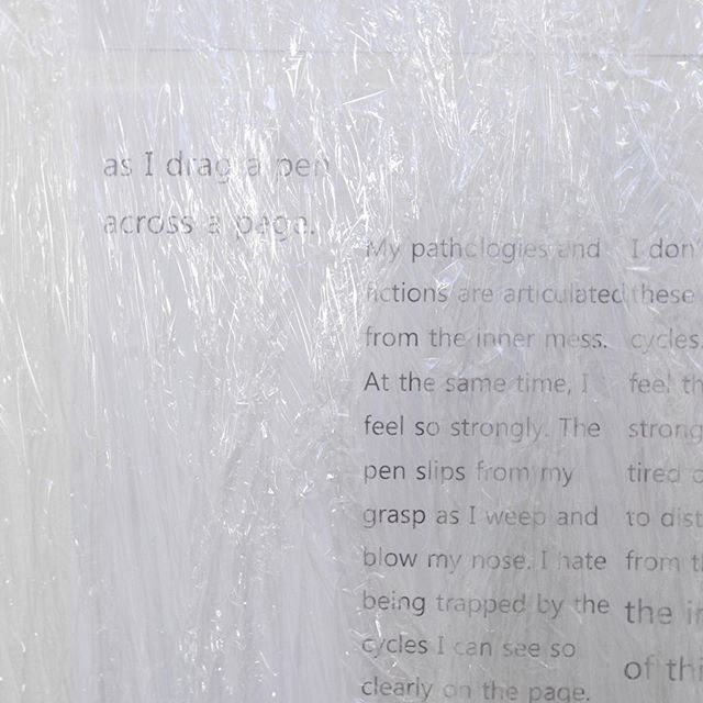 &lsquo;Terrace attic journals&rsquo; - from my open studio @calartssummer I encased several entries in static Saran Wrap/cling wrap and let it slowly fall in sheets to the ground throughout the evening #worksinprogress #wip #calarts #artwriting #dura
