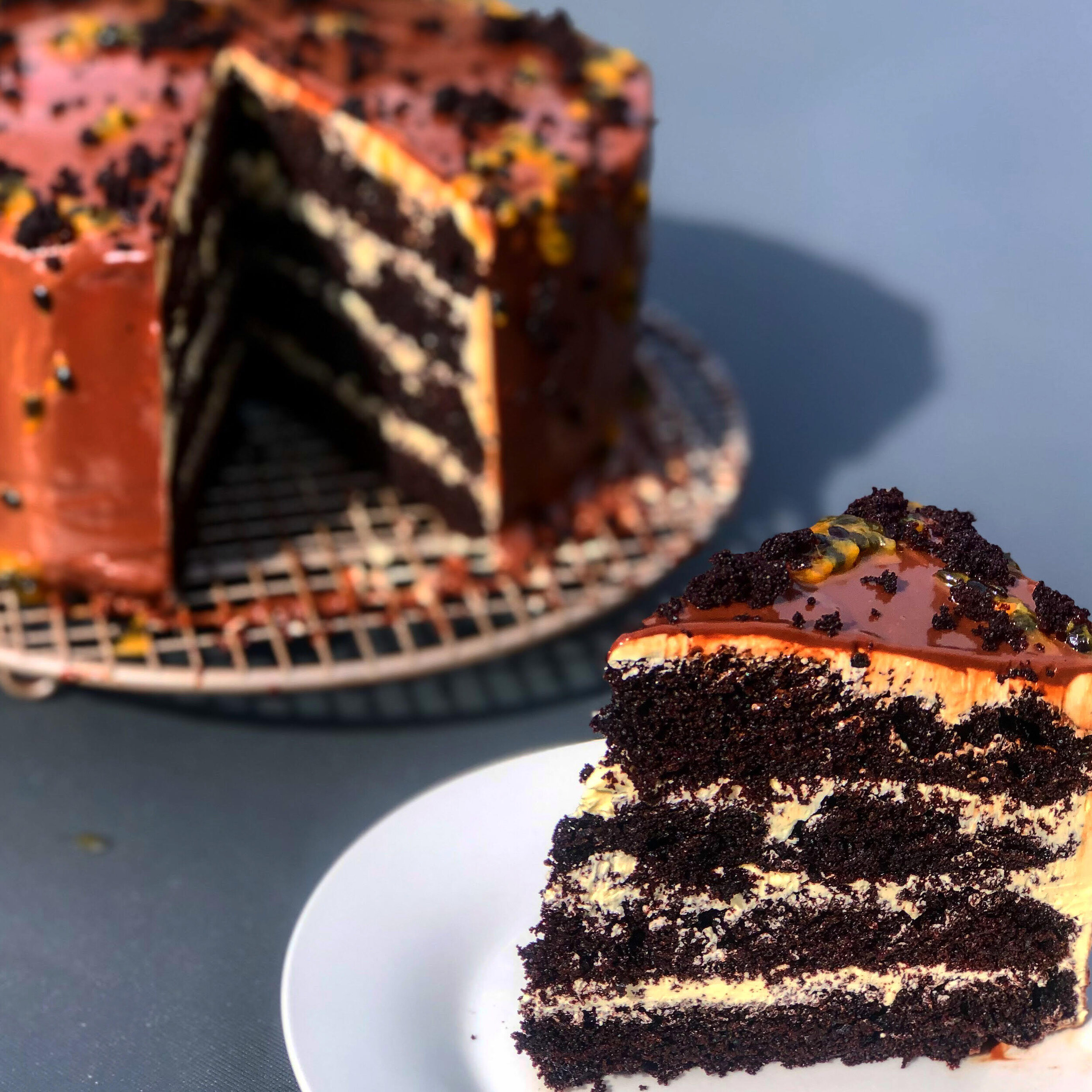 Orange and chocolate passionfruit cake — Chef Bexie