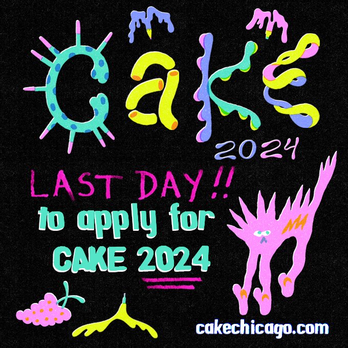 TODAY IS THE LAST DAY TO APPLY TO CAKE 2024!! AAHHHH!! Get those Applications in by midnight tonight if you'd like to be considered to table at CAKE 2024! Application on our website at cakechicago.com
.
.
.
.
.
.
.
.
.
.
#art #comics #events #comicco