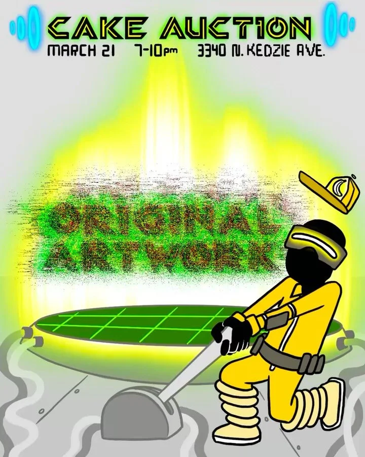 ⚡️AUCTION ITEM⚡️
Original drawing by Jeffrey Brown (@jeffreybrownrq ) featuring everyone&rsquo;s favorite Chicago landmark and sci-fi family! 

Save your pennies! Empty your bank account! It&rsquo;s time for the CAKE auction! March 21st 7-10pm Revolu
