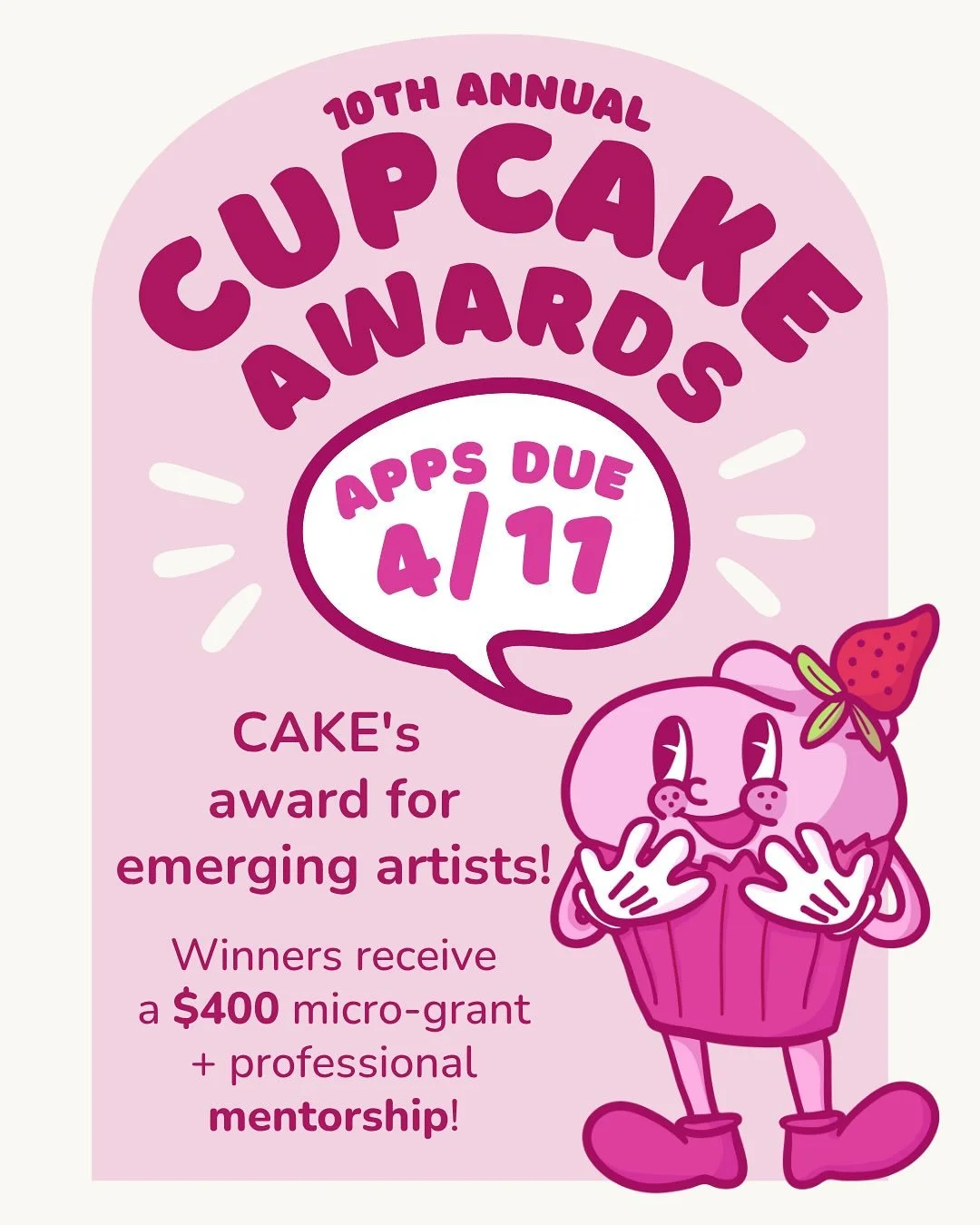 10th annual Cupcake Award applications are OPEN! And thanks to @awesome.chicago we&rsquo;ll have 2 winners 🥳

The Cupcake Award is the Chicago Alternative Comics Expo&rsquo;s mentorship grant! The winners will receive $400 USD to print a new minicom
