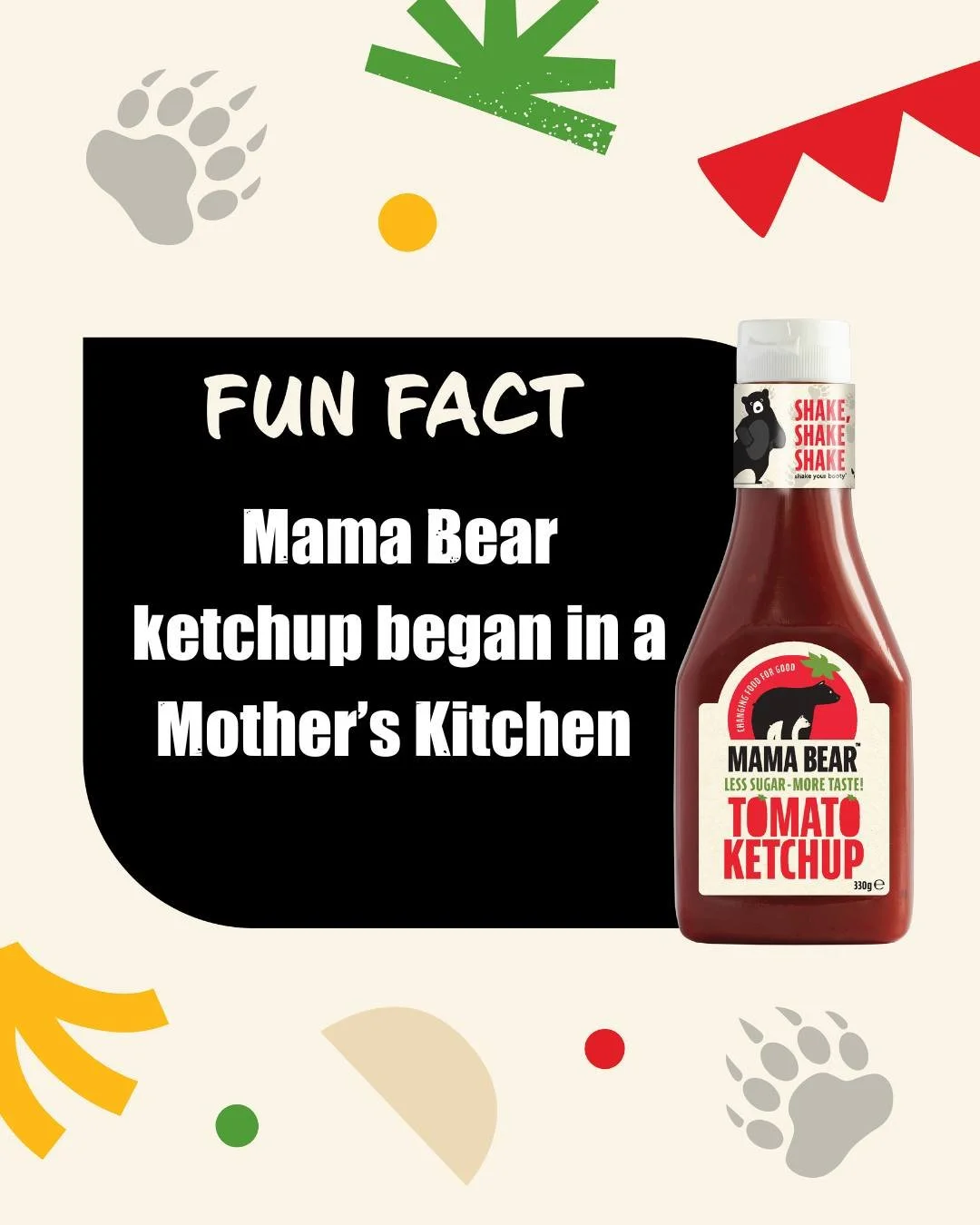 Mama Bear Ketchup began in the heart of a real kitchen  with Loretta Kennedy, a mama bear to three little cubs. 🐻💛
Tired of seeing kids&rsquo; food full of processed ingredients, she set out to make something better a reduced-sugar ketchup that tas
