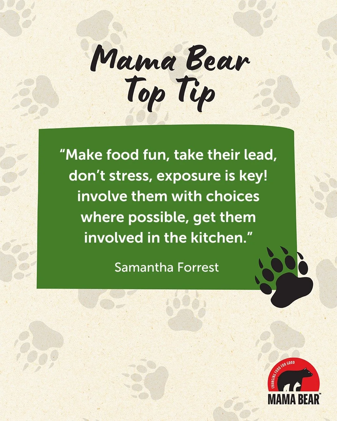 We caught up with Samantha Forrest to hear her top tips for making healthy eating that little bit easier and a lot more fun.🐾

A mum of three and qualified nutritionist, Samantha shares how Mama Bear helps take the stress out of everyday food choice