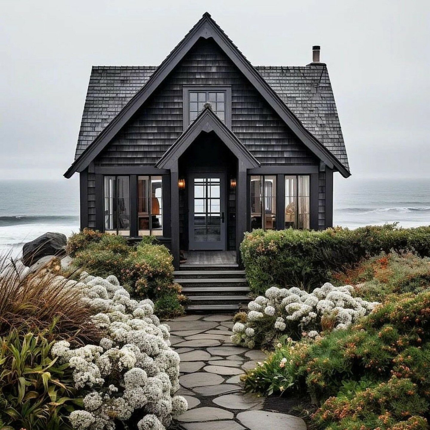 🏠 SKETCH THIS! 🏠 
Spend a few minutes dreaming of this is dramatic seaside cottage! Sketch it on a scrap of paper or the back of an envelope. Relax and imagine what it would be like to live here!

This photo is also great VALUE PRACTICE.  Focus on 