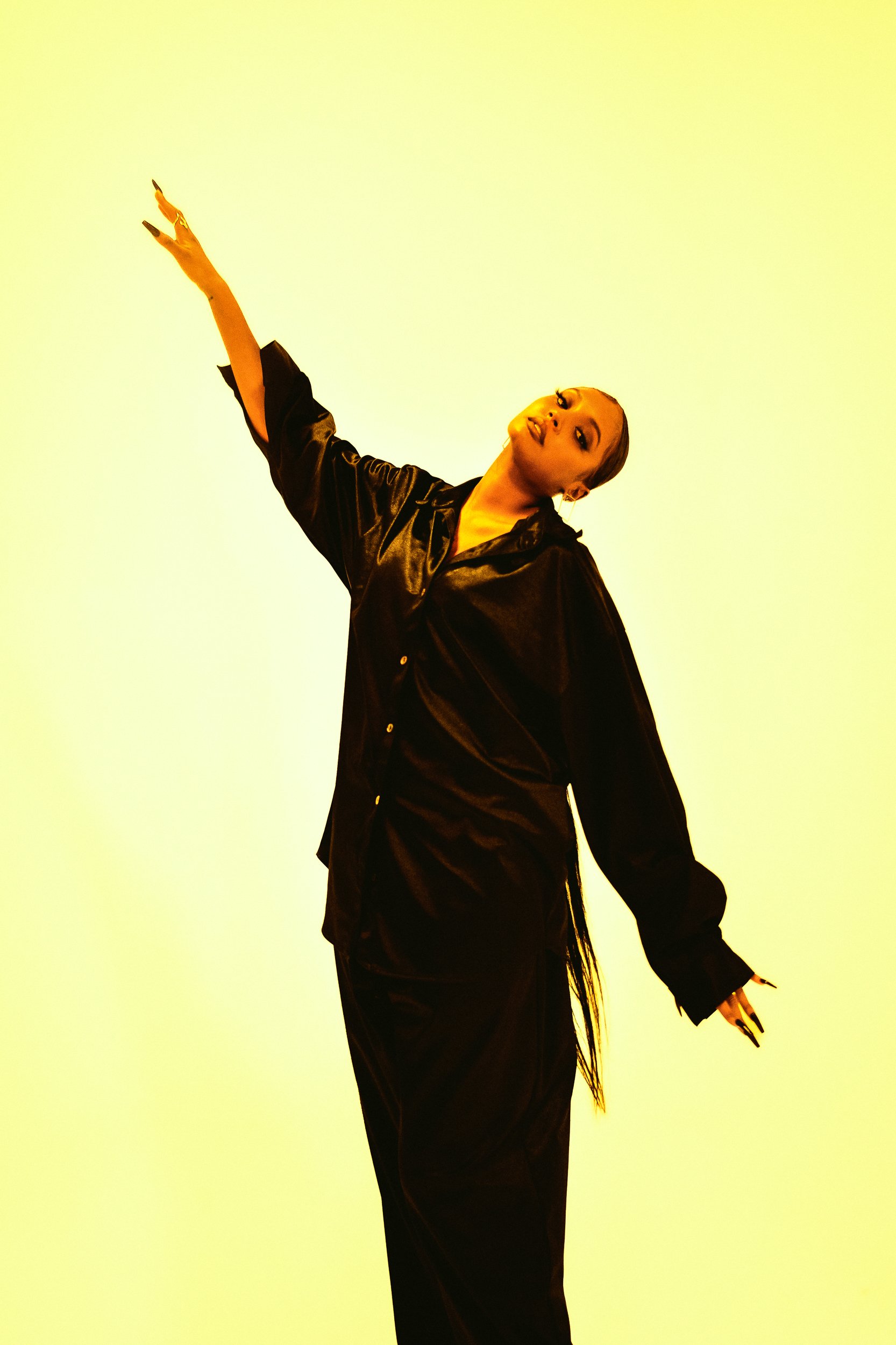 photographed during a studio photography session in Los Angeles for a fashion editorial collaboration with fashion photographer