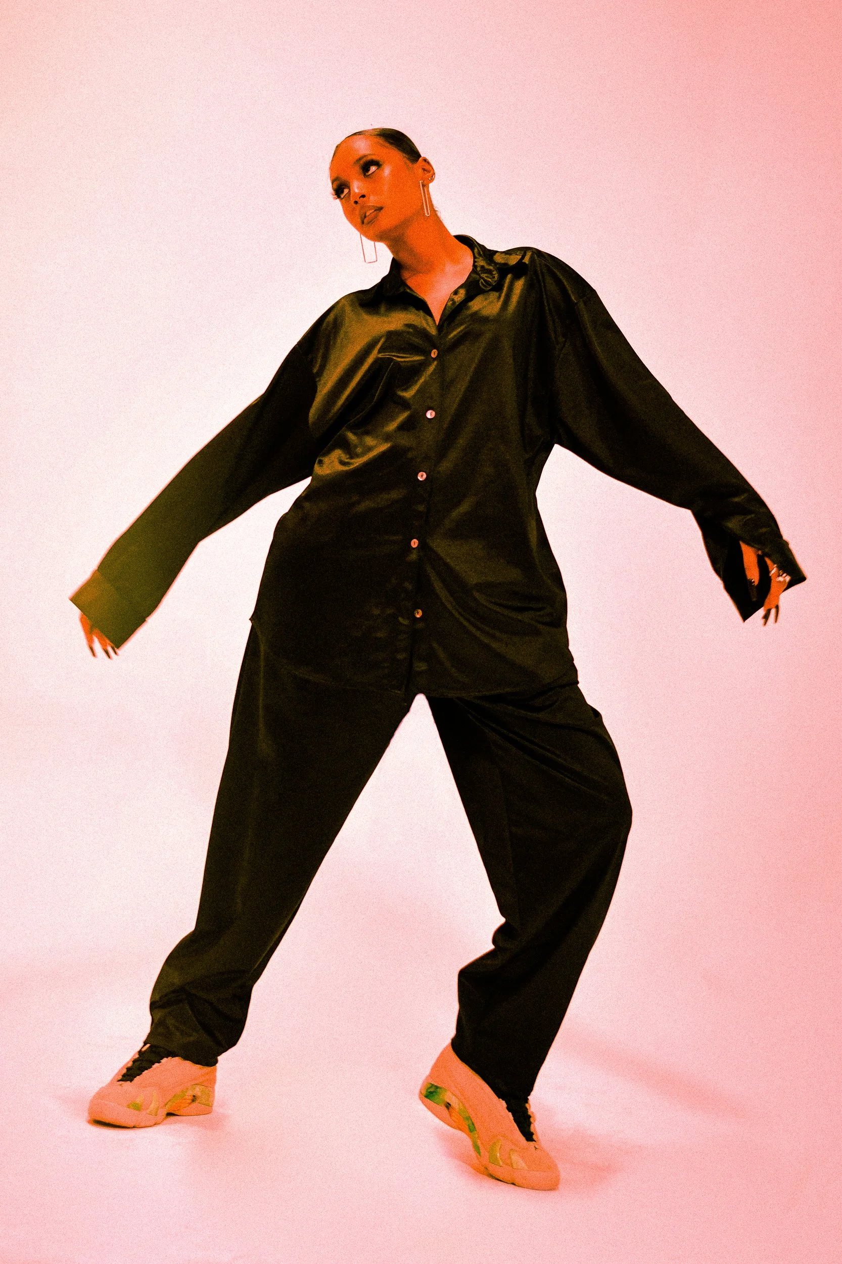 photographed during a studio photography session in Los Angeles for a fashion editorial collaboration with fashion photographer