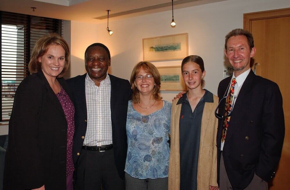 Melanie and family with Cyril Ramaphosa and Zelda le Grange