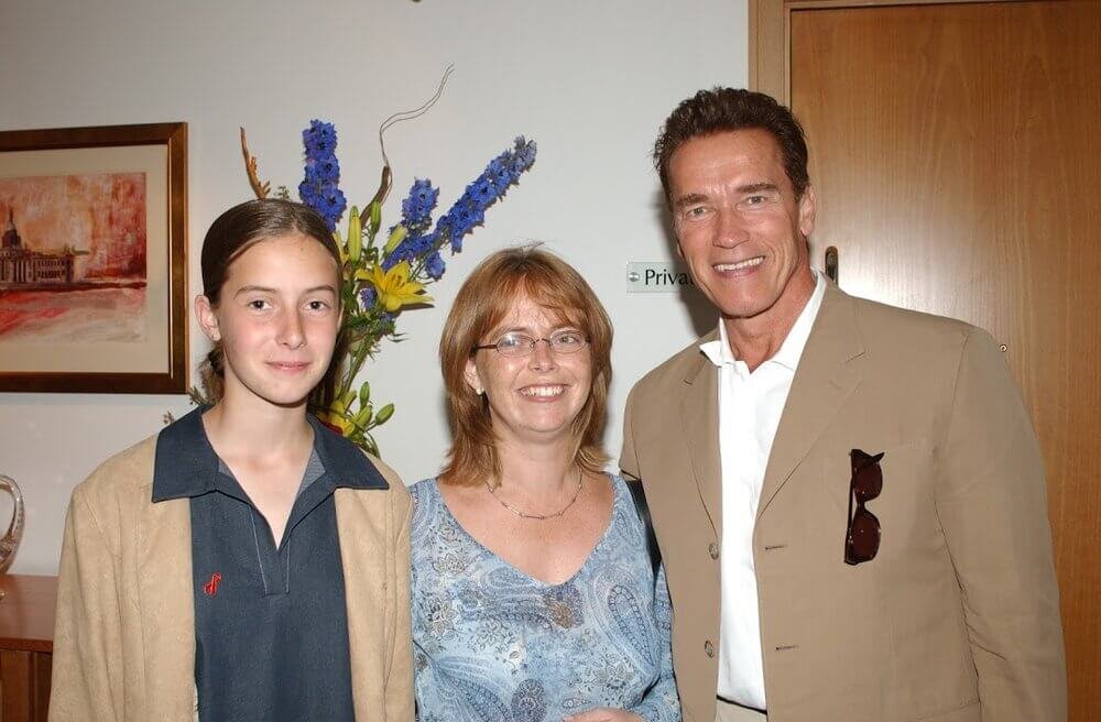 Verwoerd and daughter with Arnold Schwarzenegger
