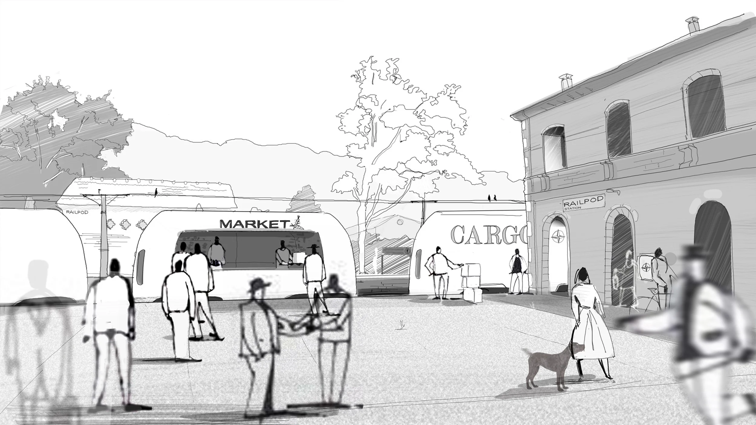 The station as market place enabled by Railpods