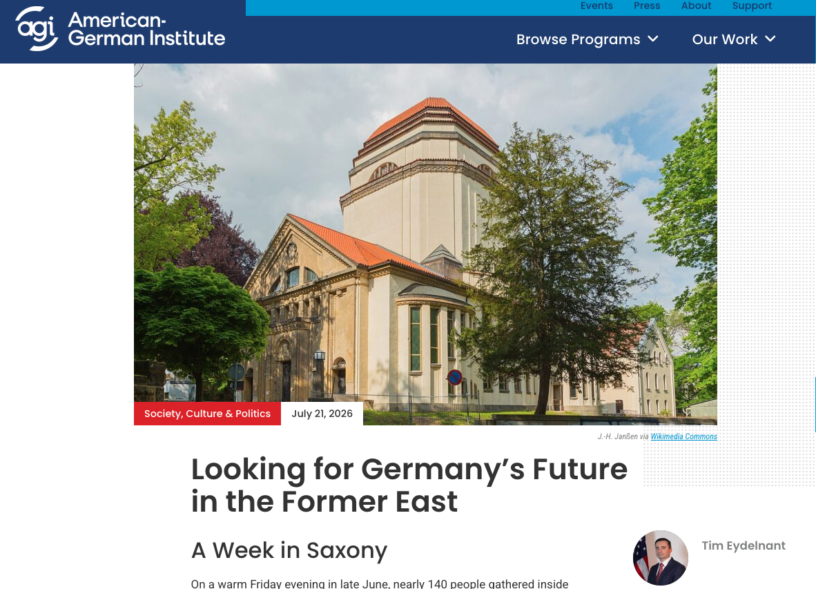 Ein amerikanischer Blick auf Ostdeutschland. Timothy Eydelnants Essay nach seiner DAIS-Reise