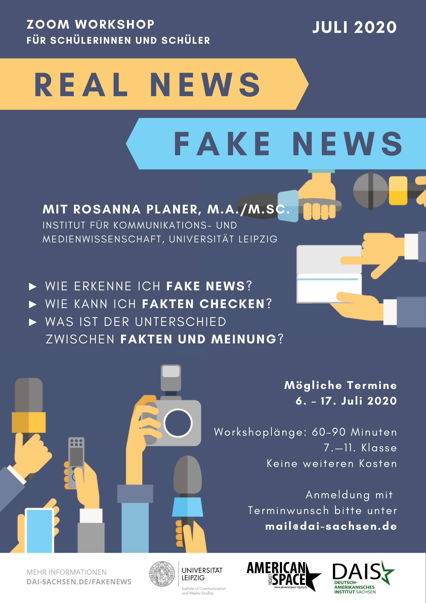 Real News / Fake News Workshops für Schülerinnen und Schüler in Sachsen